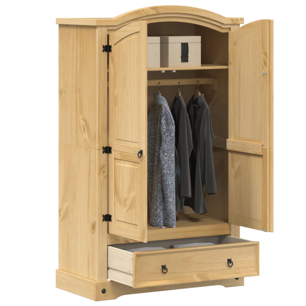 Armoire 2 portes 101 x 52 x 170 cm miel pin massif ciré – vue d’ensemble