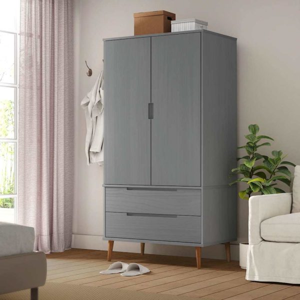 Armoire 2 portes 90 x 55 x 175 cm pin massif – vue d’ensemble