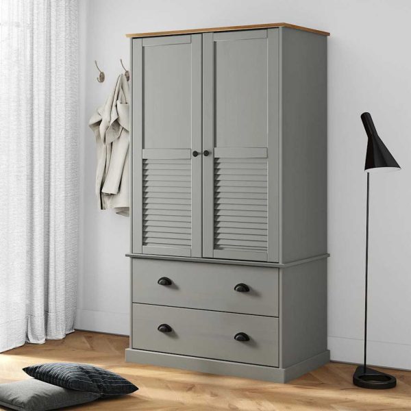 Armoire 2 portes persiennes 90 x 55 x 170 cm pin massif – vue d’ensemble