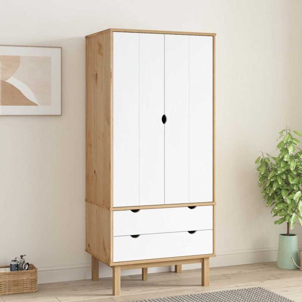 Armoire 2 portes sur pieds 76,5 x 53 x 172 cm pin massif – vue d’ensemble