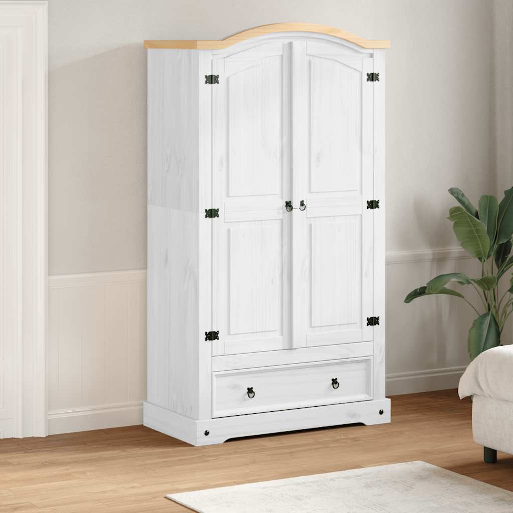 Armoire 2 portes avec tiroir 102 x 52 x 186 cm pin massif – vue d’ensemble