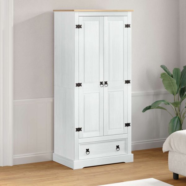 Armoire 2 portes avec tiroir 76 x 50 x 170 cm pin massif – vue d’ensemble