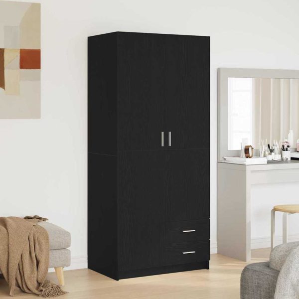 Armoire 2 portes avec tiroir 80 x 52 x 180 cm bois d’ingénierie – vue d’ensemble