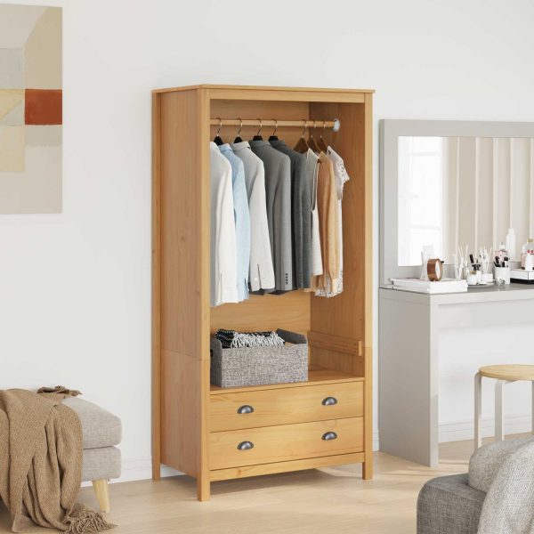Armoire 2 portes avec tiroirs 84 x 50 x 170 cm marron miel pin massif – vue d’ensemble