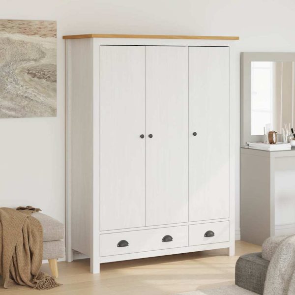 Armoire 3 portes 127 x 50 x 170 cm pin massif – vue d’ensemble