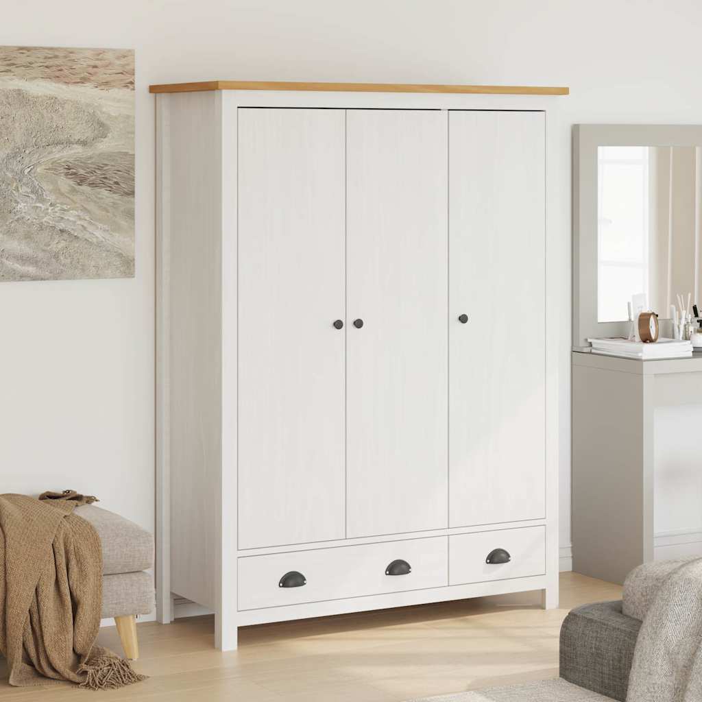 Armoire 3 portes 127 x 50 x 170 cm pin massif – vue d’ensemble