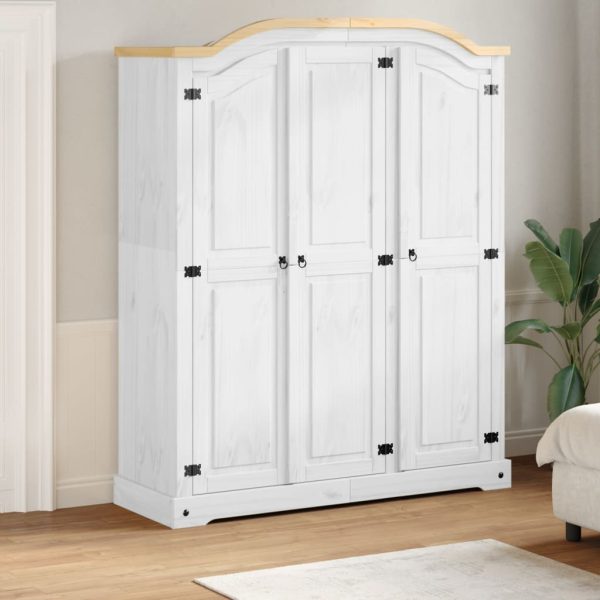 Armoire 3 portes 151,5 x 52 x 186 cm pin massif – vue d’ensemble