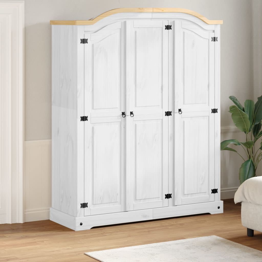 Armoire 3 portes 151,5 x 52 x 186 cm pin massif – vue d’ensemble