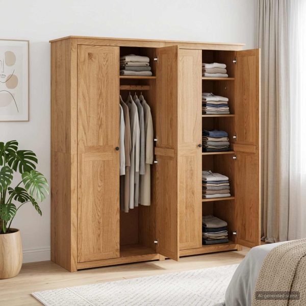 Armoire 4 portes 169 x 50 x 185 cm miel pin massif – vue d’ensemble