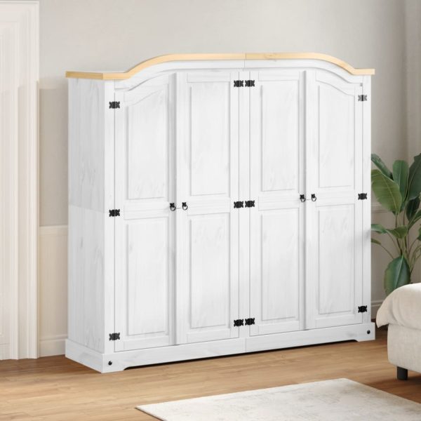 Armoire 4 portes 194 x 52 x 186 cm pin massif – vue d’ensemble
