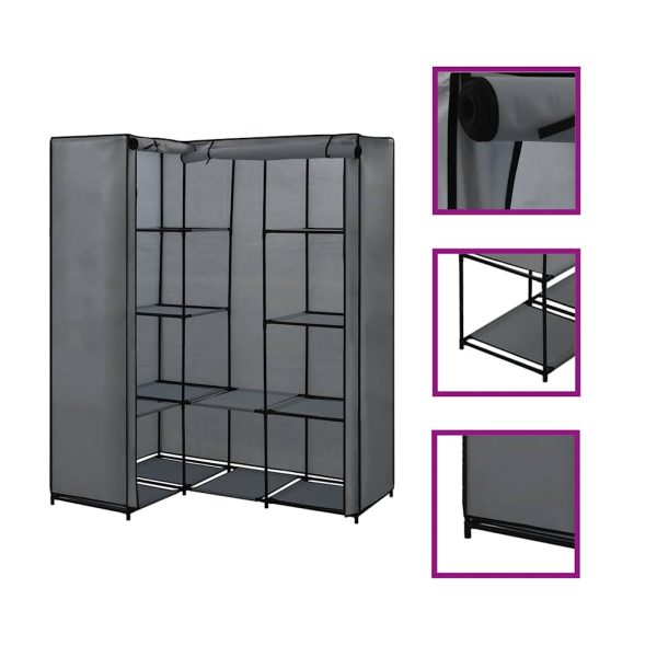 Armoire d’angle en tissu 130 x 87 x 169 cm – vue d’ensemble