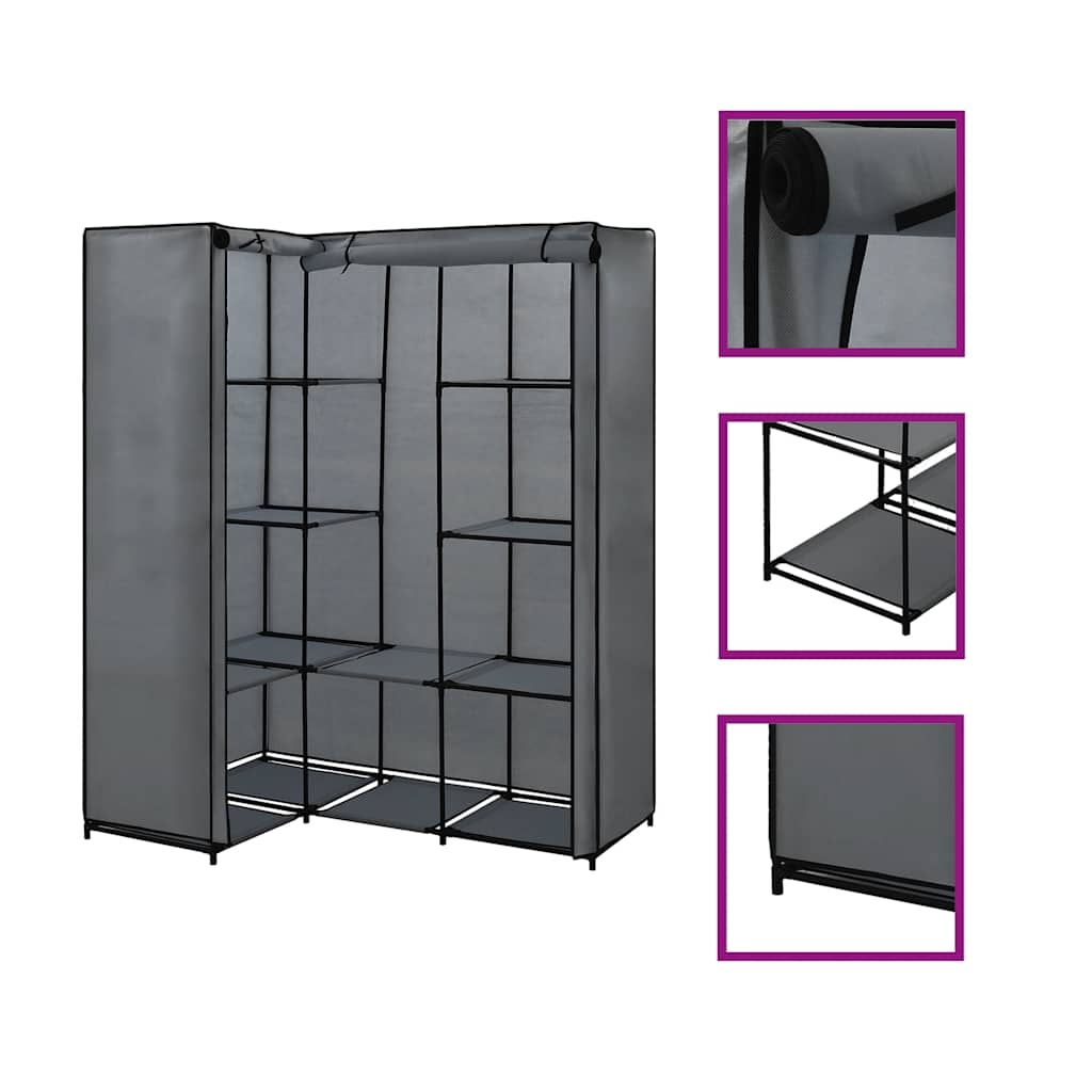 Armoire d’angle en tissu 130 x 87 x 169 cm – vue d’ensemble