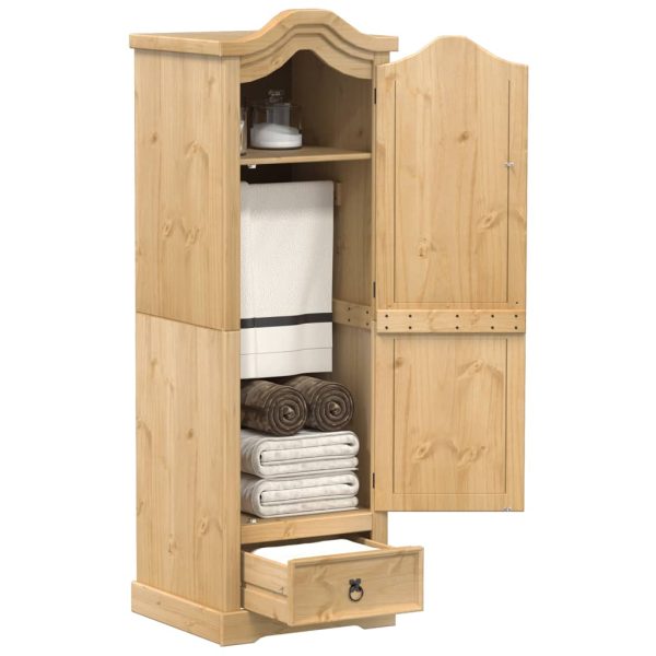 Armoire colonne 1 porte 55 x 52 x 170 cm miel pin massif ciré – vue d’ensemble