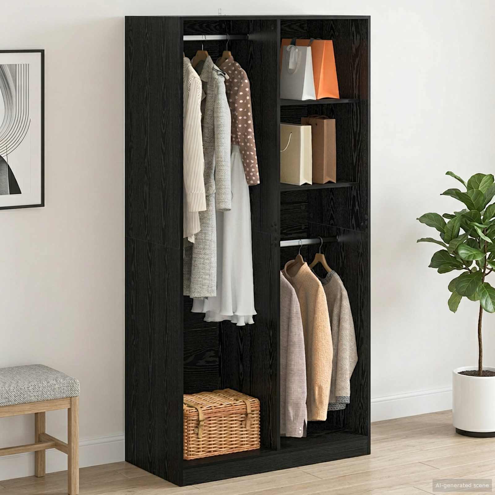 Armoire colonne 30 à 100 x 50 x 200 cm bois d’ingénierie – vue d’ensemble