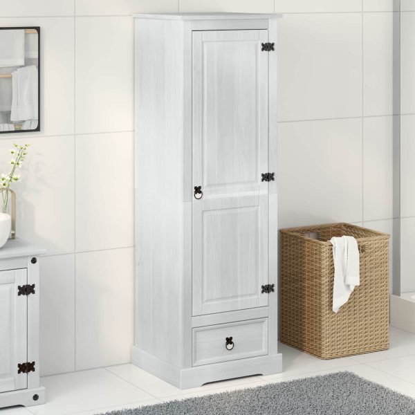 Armoire colonne 55 x 50 x 170 cm blanc pin massif – vue d’ensemble