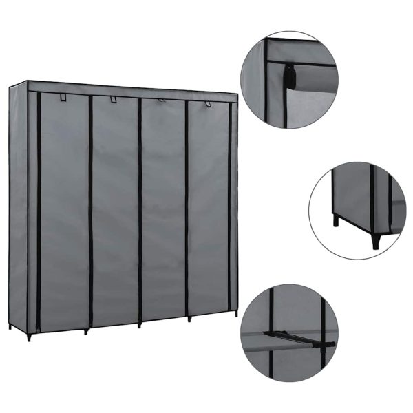 Armoire en tissu 4 compartiments 175 x 45 x 170 cm – vue d’ensemble