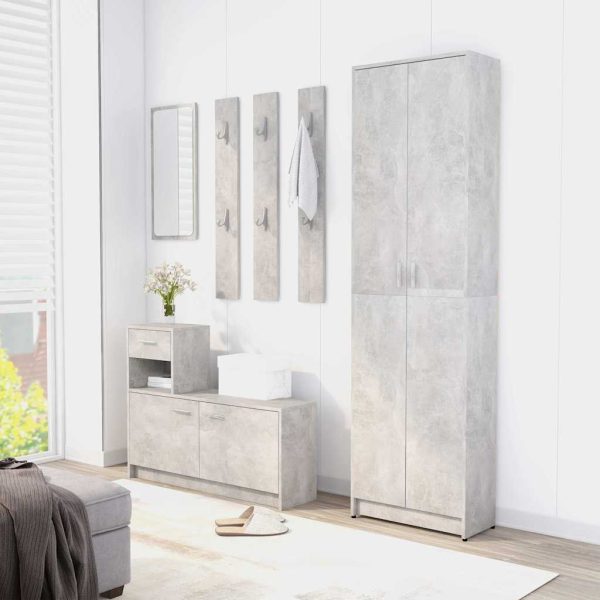 Ensemble meuble d’entrée avec miroir 55 x 25 x 189 cm bois d’ingénierie – vue d’ensemble