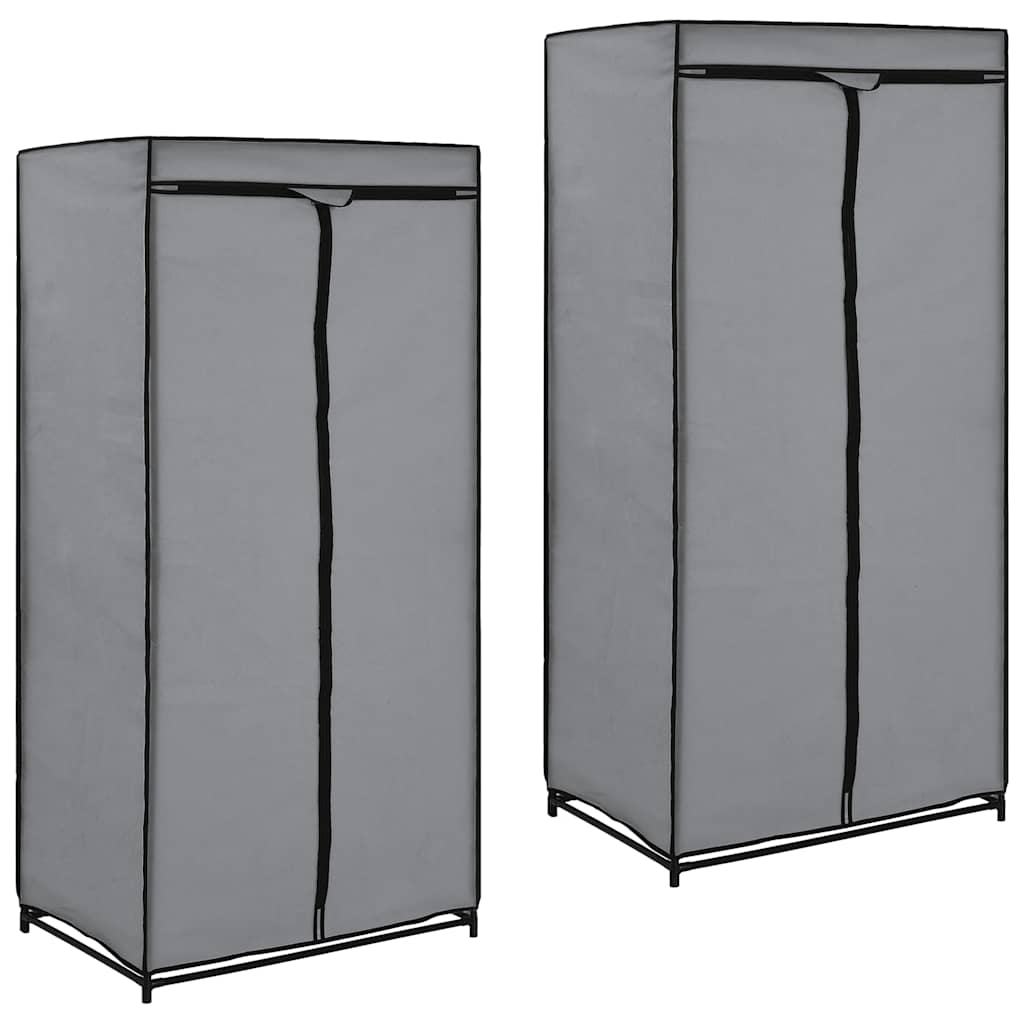 Lot de 2 armoires en tissu zippées 75 x 50 x 160 cm – vue d’ensemble