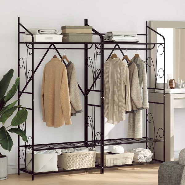 Lot de 2 penderies ouvertes 78 x 36 x 158 cm noir métal – vue d’ensemble