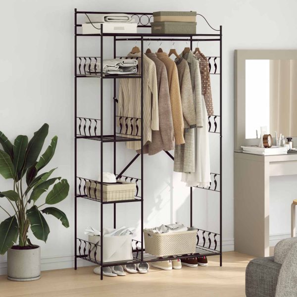 Penderie ouverte haute 101 x 43 x 188 cm noir acier – vue d’ensemble